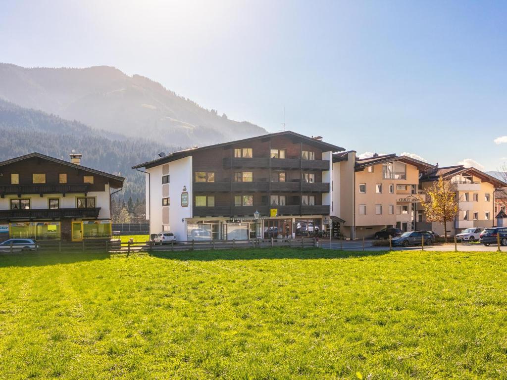 a group of buildings in a field with a grass field at Brixen Alpin Living Top 2 in Brixen im Thale