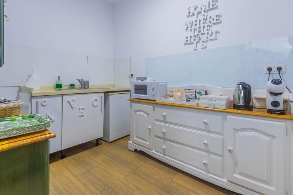 Kuchyň nebo kuchyňský kout v ubytování Hostel Mayflowers