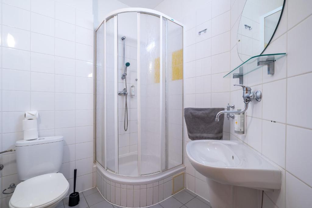 Koupelna v ubytování Hotel Garni Orlova