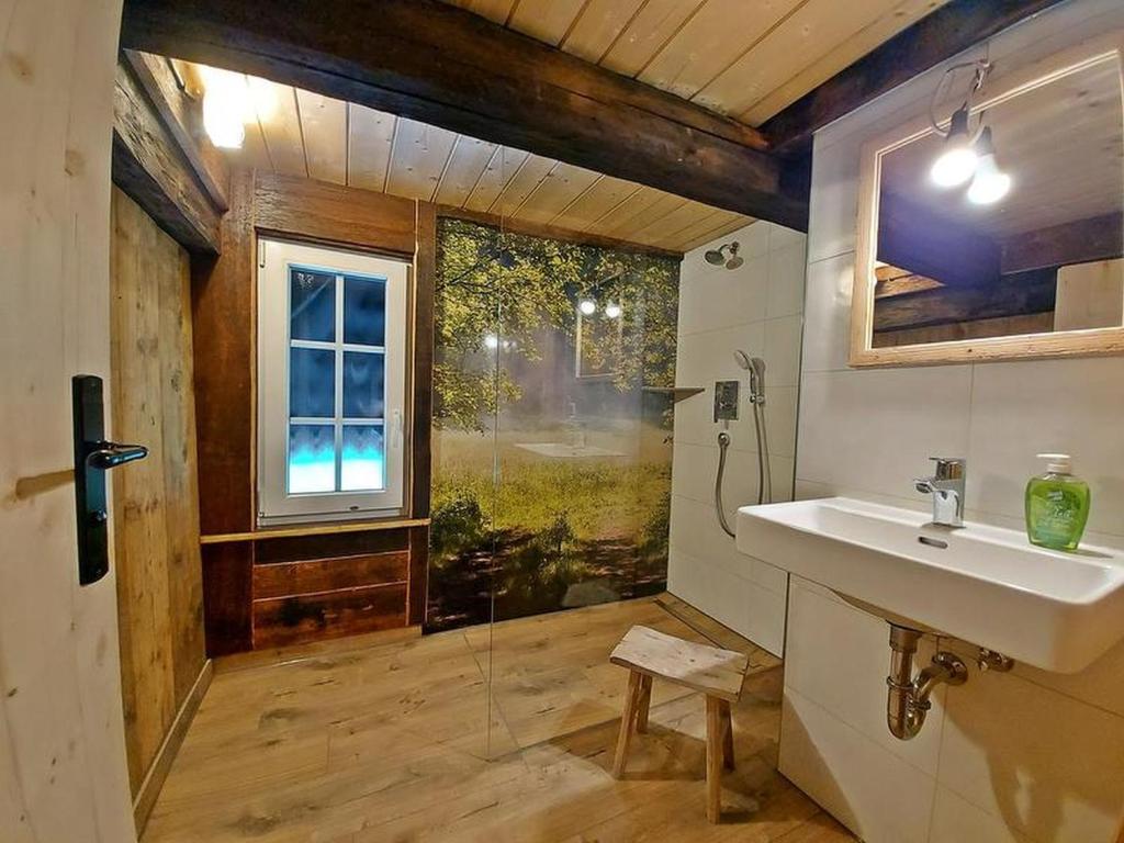 Koupelna v ubytování Ferienhütte Biobetrieb Lippenhof