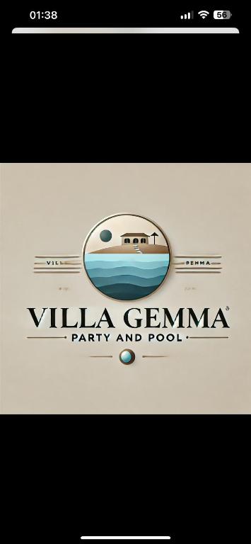 a logo for a party and pool at Villa GEMMA in Castel Volturno