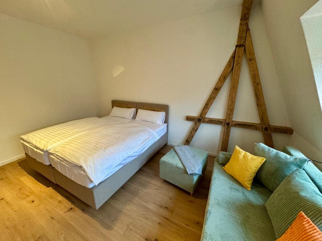 Postel nebo postele na pokoji v ubytování Wohlfühl-Insel in der Altstadt