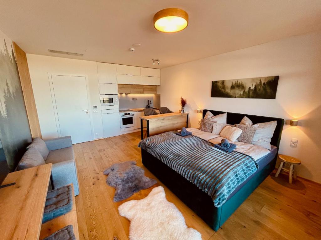 Postel nebo postele na pokoji v ubytování Tee House - Forest Apartment Čeladná