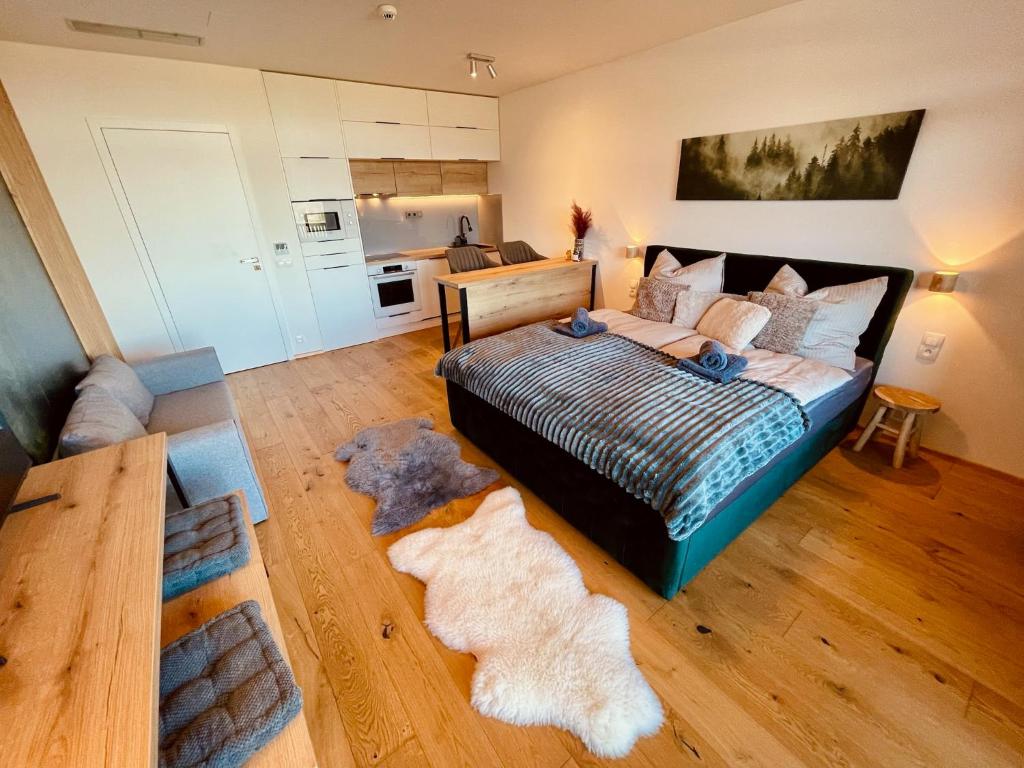 Postel nebo postele na pokoji v ubytování Tee House - Forest Apartment Čeladná