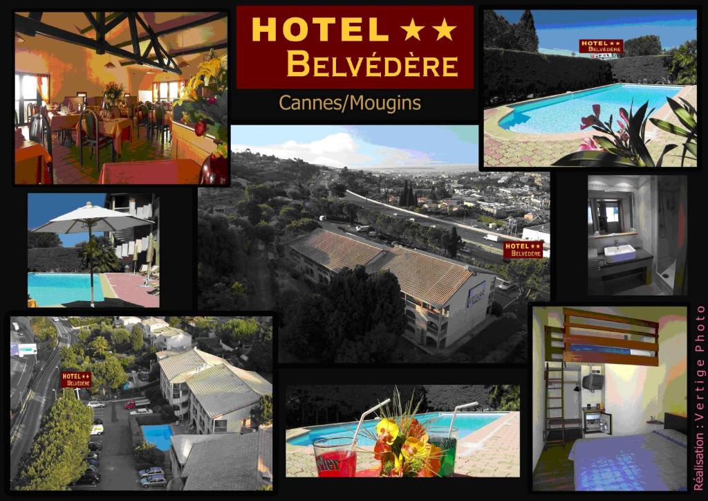 un collage di foto di un hotel bellezerato di Hôtel Belvedère Cannes Mougins a Mougins