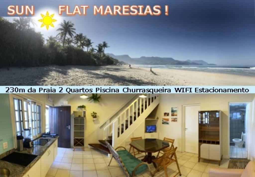 ein Blick auf den Strand vom Balkon eines Hauses in der Unterkunft SUN Flat Maresias !! 2 Quartos Piscina Churrasqueira WiFi Estacionamento 230m da Praia in São Sebastião