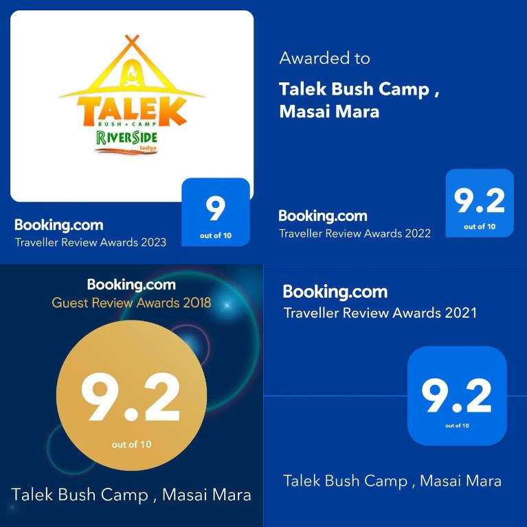 Certifikát, hodnocení, plakát nebo jiný dokument vystavený v ubytování Talek Bush Camp , Masai Mara