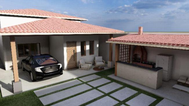 ein Auto, das im Innenhof eines Hauses geparkt ist in der Unterkunft COP 30- Casa Vila Real in Ananindeua