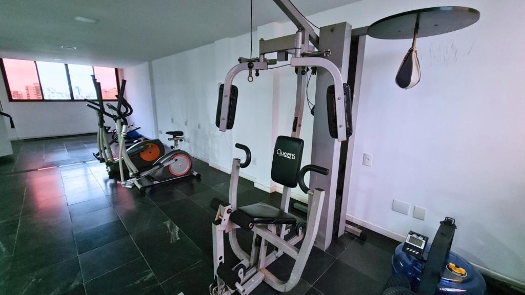 Fitness centrum a/nebo fitness zařízení v ubytování Em frente ao mar Praia da Costa dias incríveis