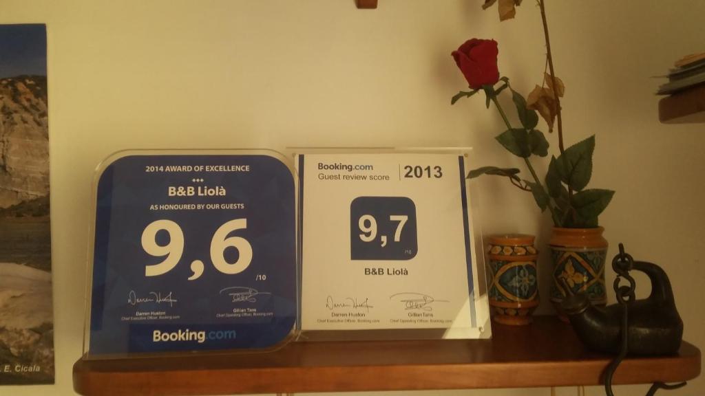Certifikát, hodnocení, plakát nebo jiný dokument vystavený v ubytování B&B Liolà
