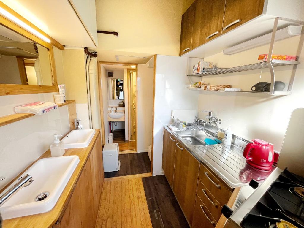 Kuchyň nebo kuchyňský kout v ubytování Guest House Pongyi