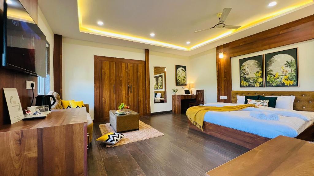 Letto o letti in una camera di BluO Amani Vagator - Boutique Hotel Goa
