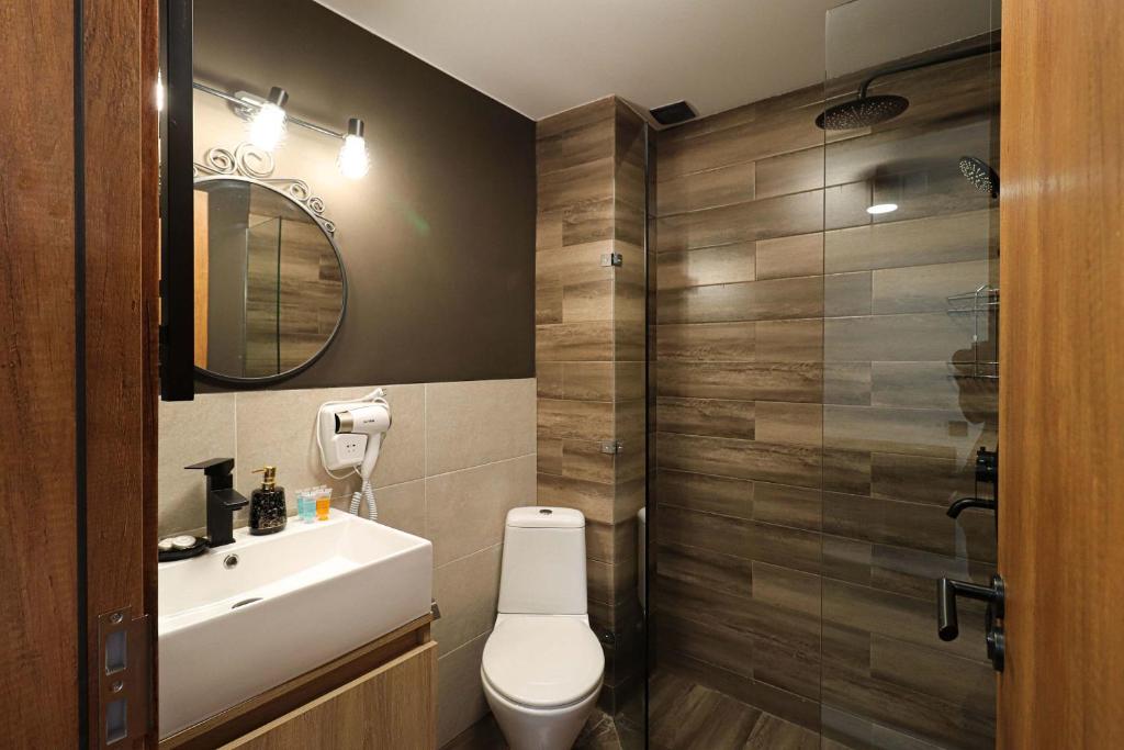 Koupelna v ubytování Apartment in Marshall Gudauri Project