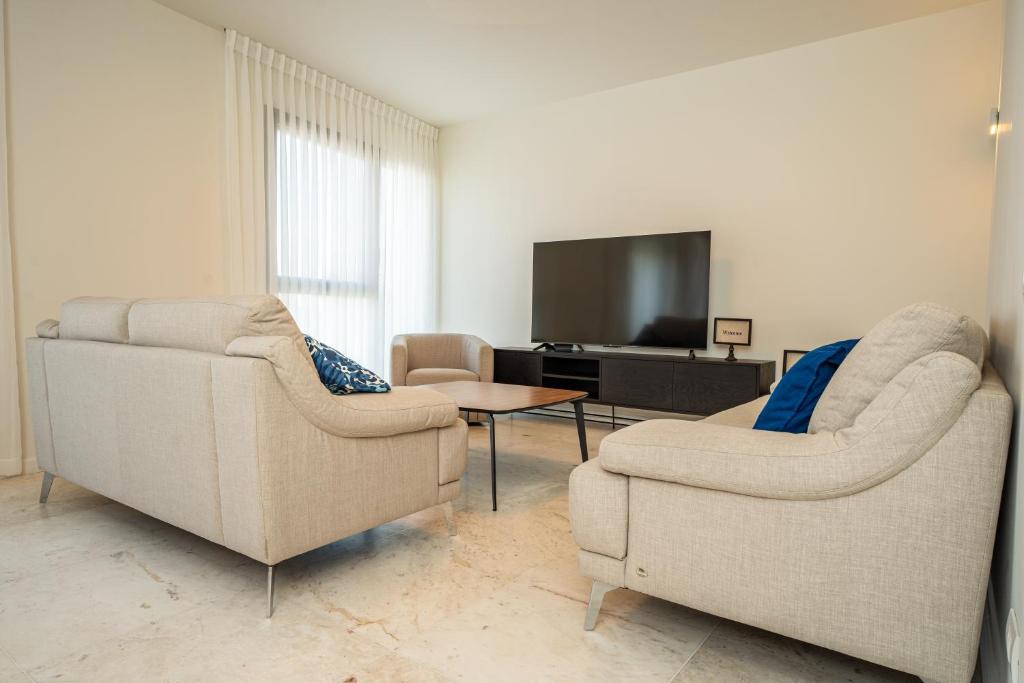 TV a/nebo společenská místnost v ubytování Hematian Hotel by Effy