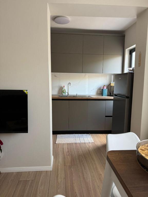 Kuchyň nebo kuchyňský kout v ubytování Emmas Place- Apartamenti modern por miqesor ne qender te Elbasanit