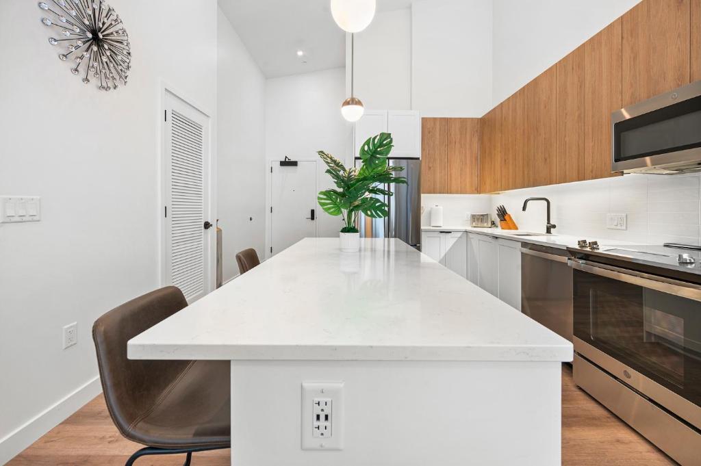 Luxury Furnished Apartment Near Logan Airportにあるキッチンまたは簡易キッチン