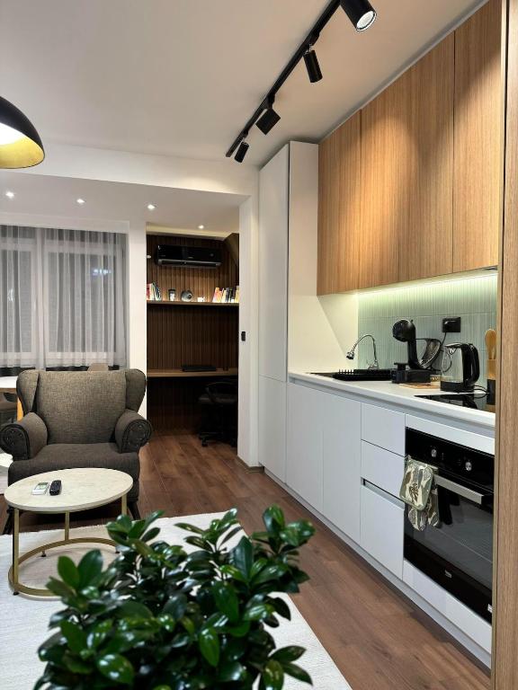 Luxury penthouse apartment keys resting on marble countertop with ...