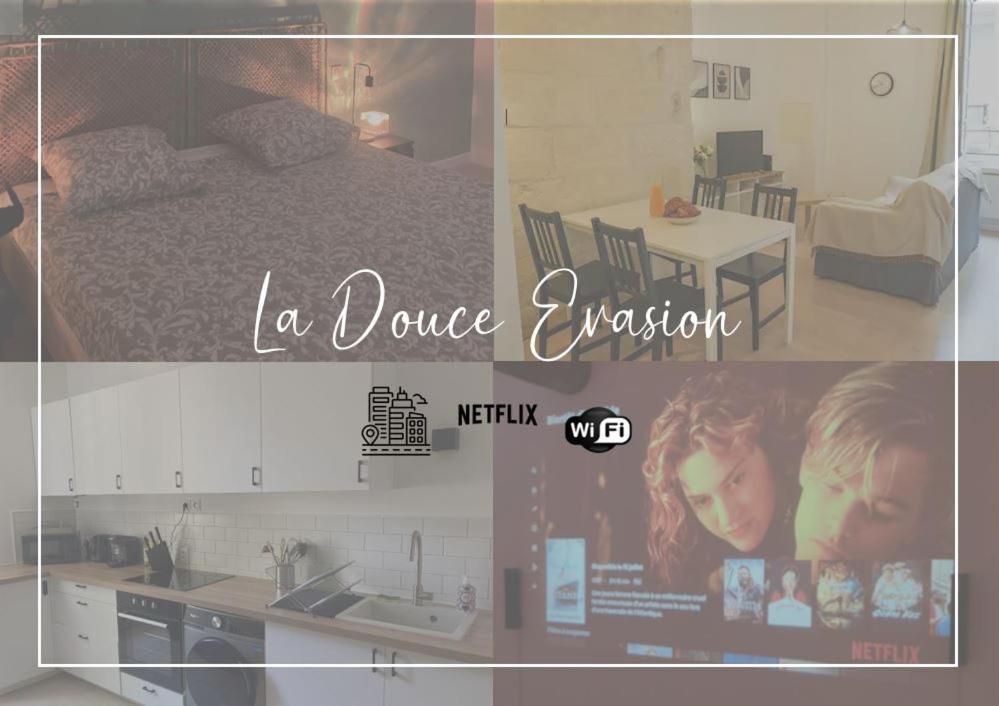 a collage of photos of a bedroom and a kitchen at New! Cinéma, Netflix La Douce Evasion in Beaucaire