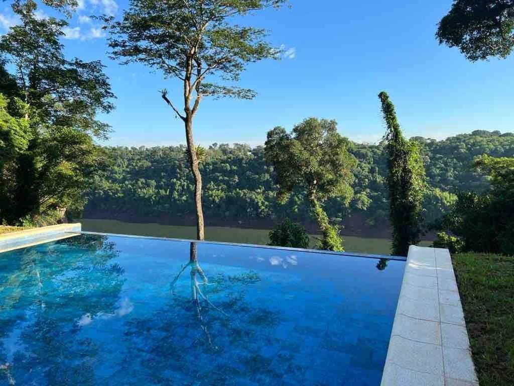 a swimming pool with a view of the trees at Arasy in Puerto Iguazú