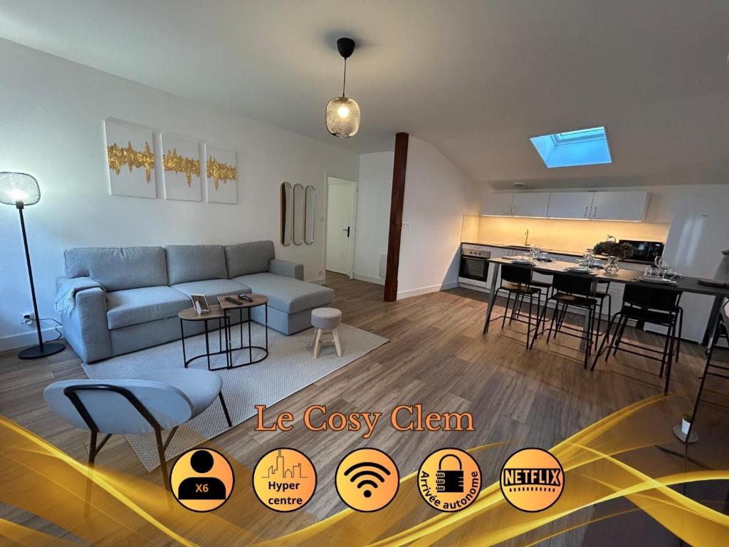 Χώρος καθιστικού στο Le cosy clem