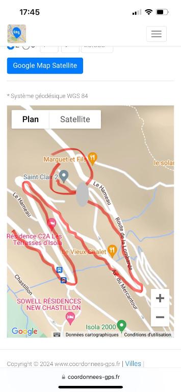 Capture d'écran d'une capture d'écran Google Maps dans l'établissement Appartement 6 personnes, à Isola