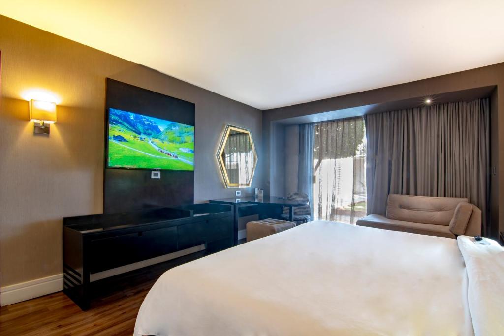 TV a/nebo společenská místnost v ubytování Hotel Lucerna Tijuana