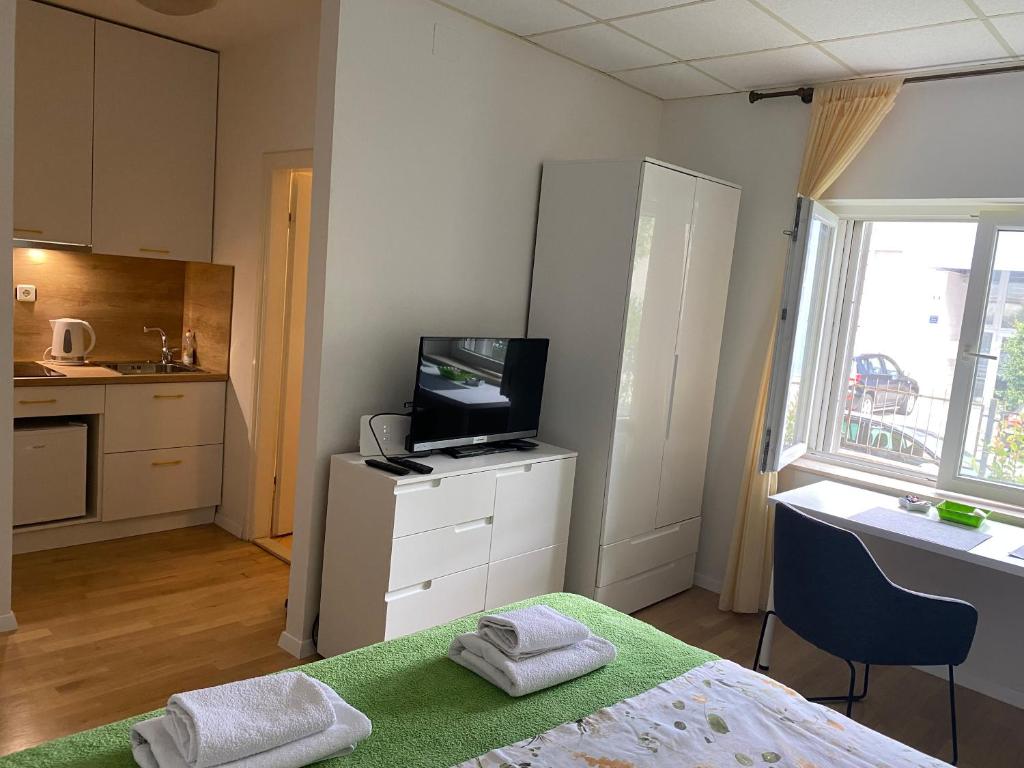 Kuchyňa alebo kuchynka v ubytovaní Apartment Zsa Zsa Zenta 1