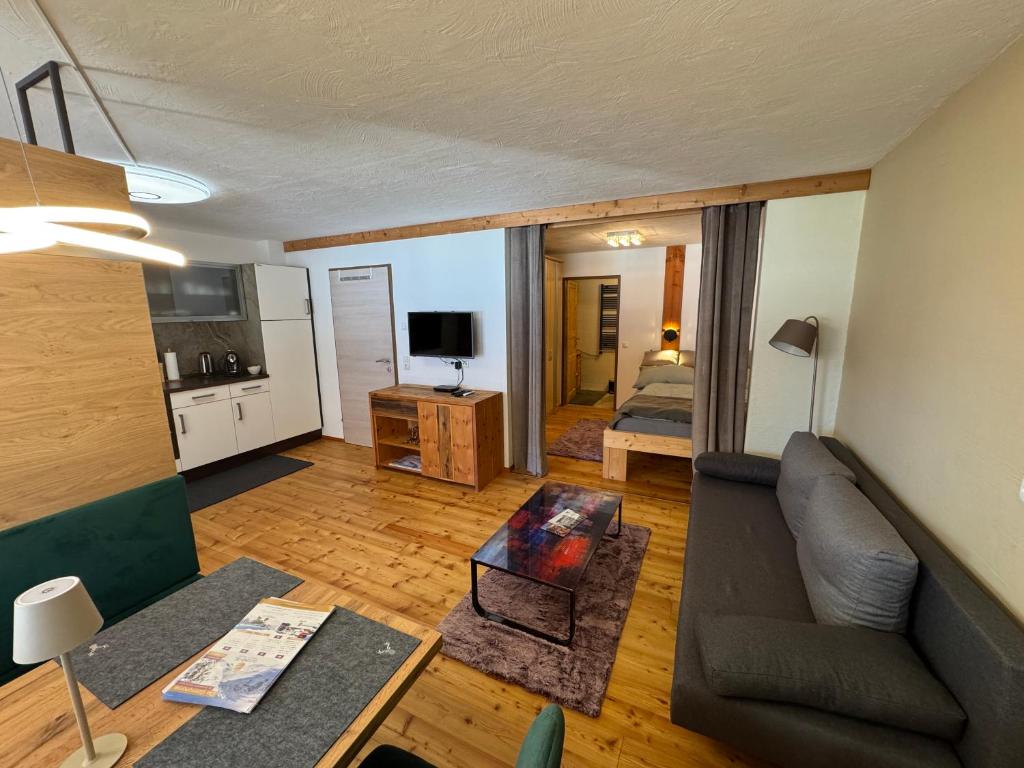 Kuchyň nebo kuchyňský kout v ubytování Lodge am Fluss