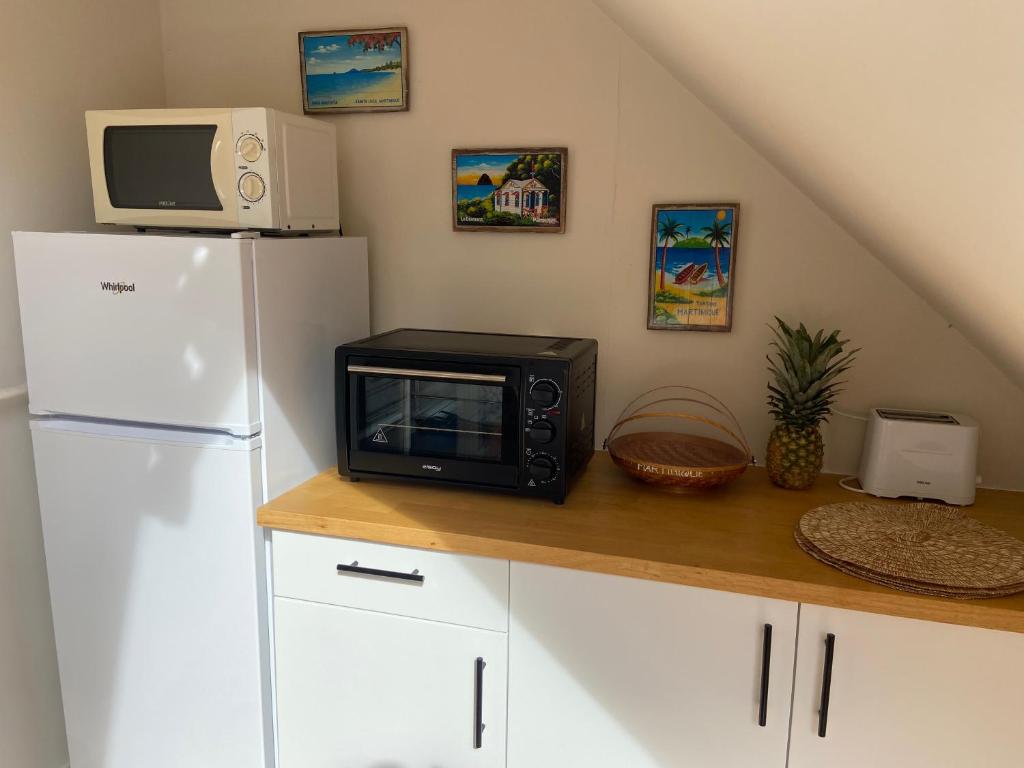 Kuchyň nebo kuchyňský kout v ubytování TI COCOTIER Appartement VUE MER 2 à 6 personnes village Pierre et vacances