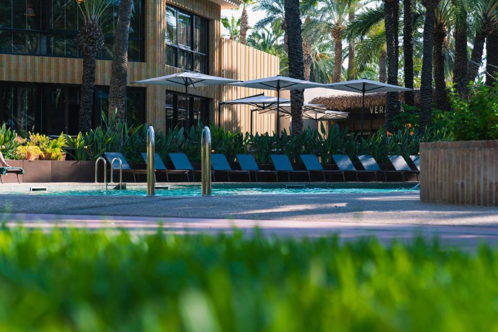 A garden outside Hotel Huerto del Cura