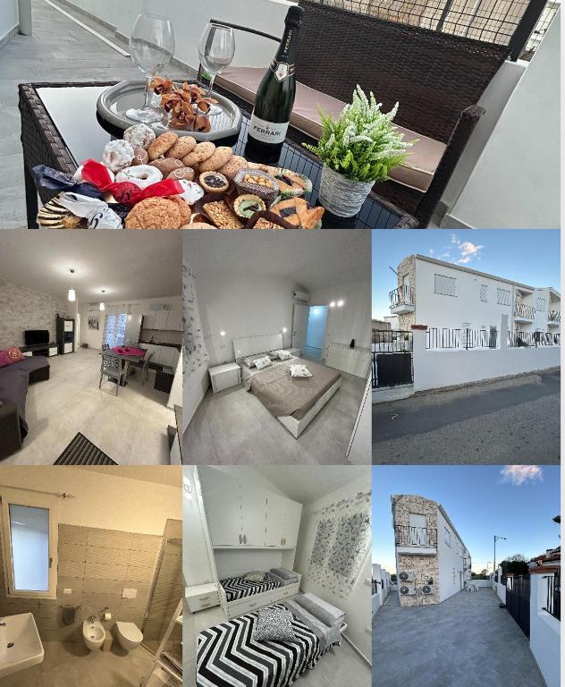 a collage of photos of a living room and a house at La casa di Antovan in Girasole