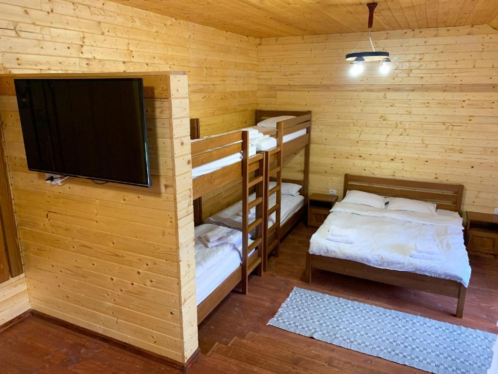 Postel nebo postele na pokoji v ubytování Pensiunea Vânătorul