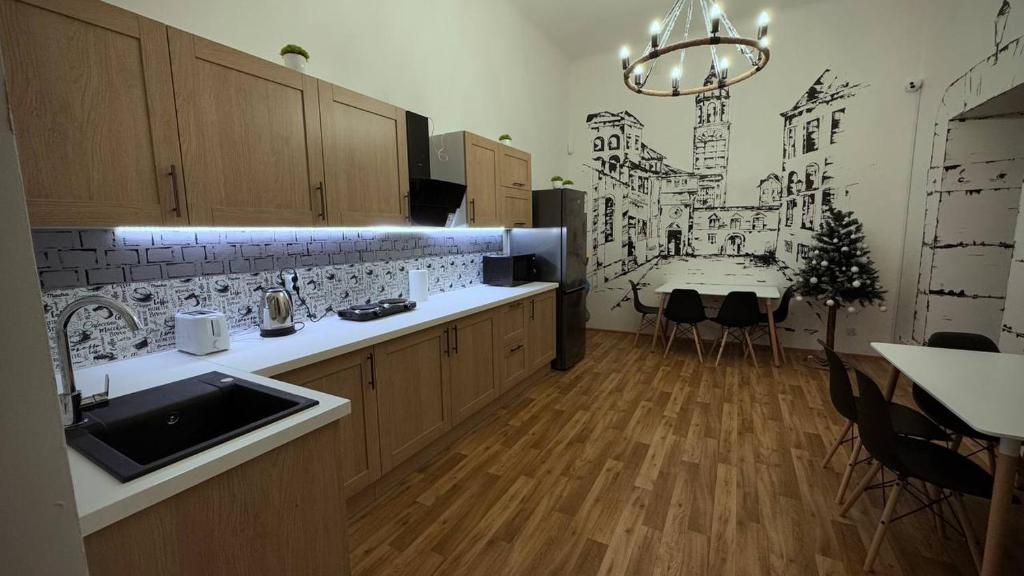 Dapur atau dapur kecil di FiveHostel