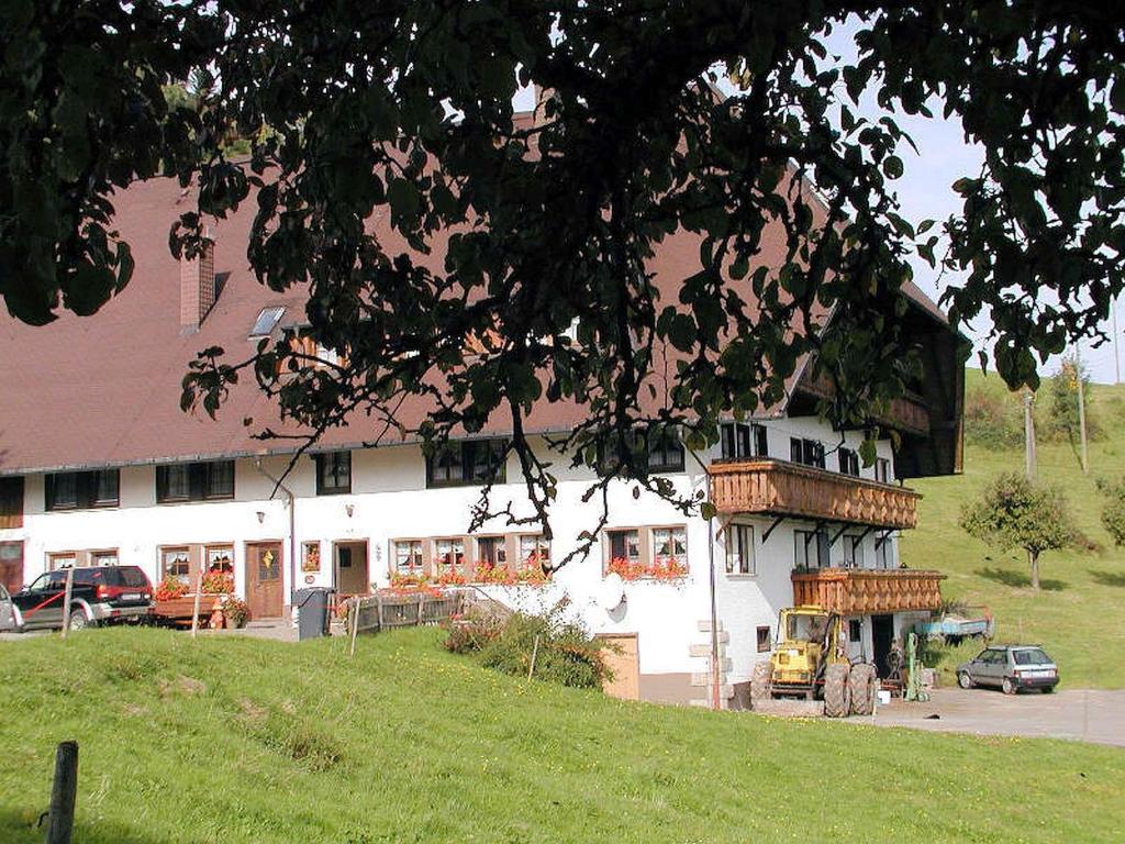 a large white building with a balcony in front of it at Schanzenberghof in Hornberg