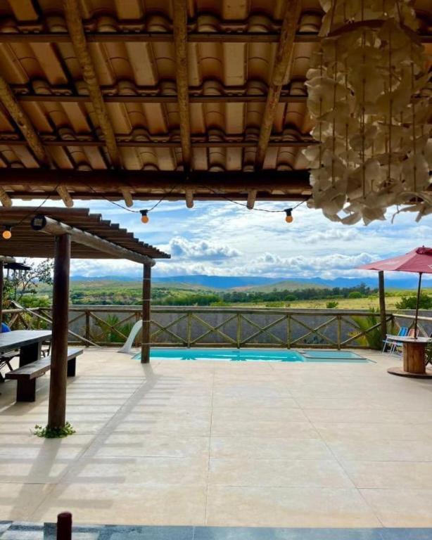 a view from the deck of a resort at Ranchinho Serra do Cipó in Jaboticatubas