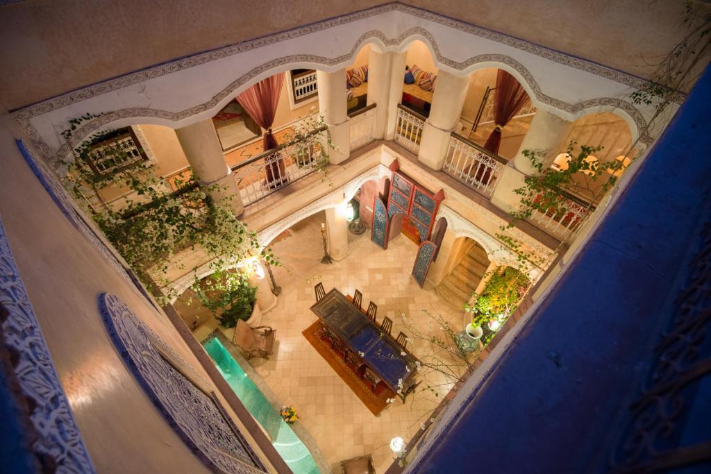 an overhead view of a building with a room at Riad Lorsya in Marrakesh
