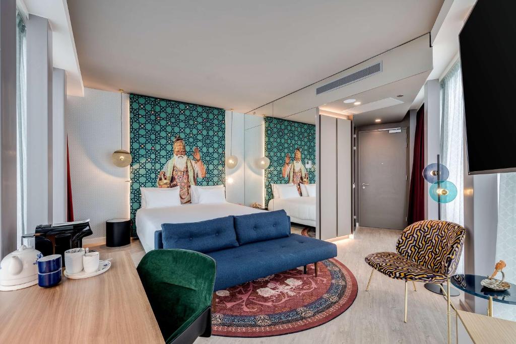 Een zitgedeelte bij nhow Amsterdam Rai