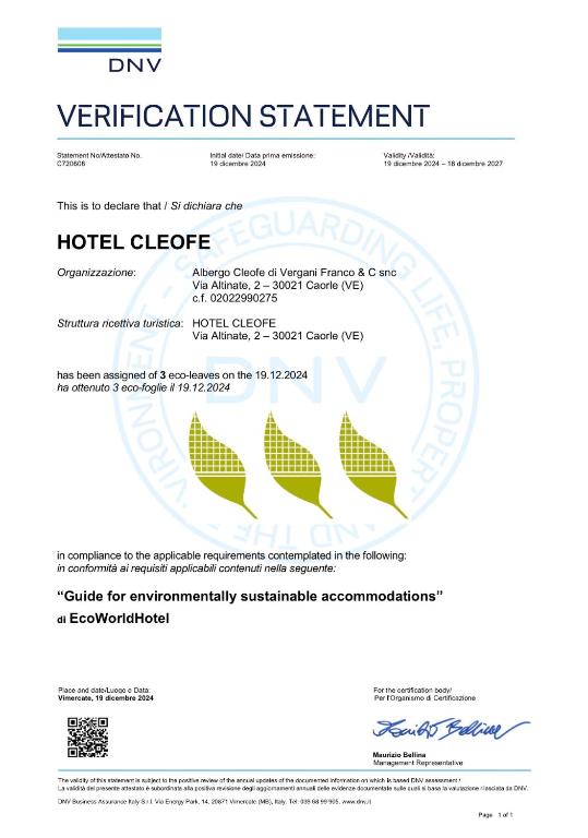 a page of a hotel clipper document at Eco Hotel Cleofe in Caorle