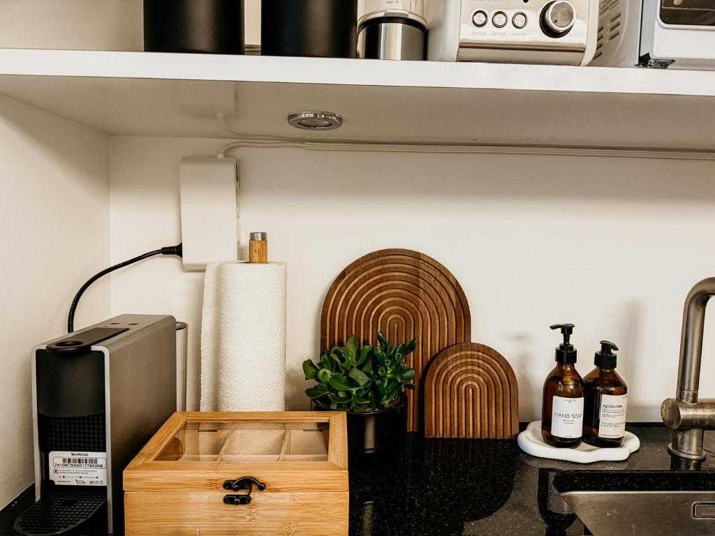 Kuchyň nebo kuchyňský kout v ubytování Stilvolle Maisonette im Herzen der Stadt