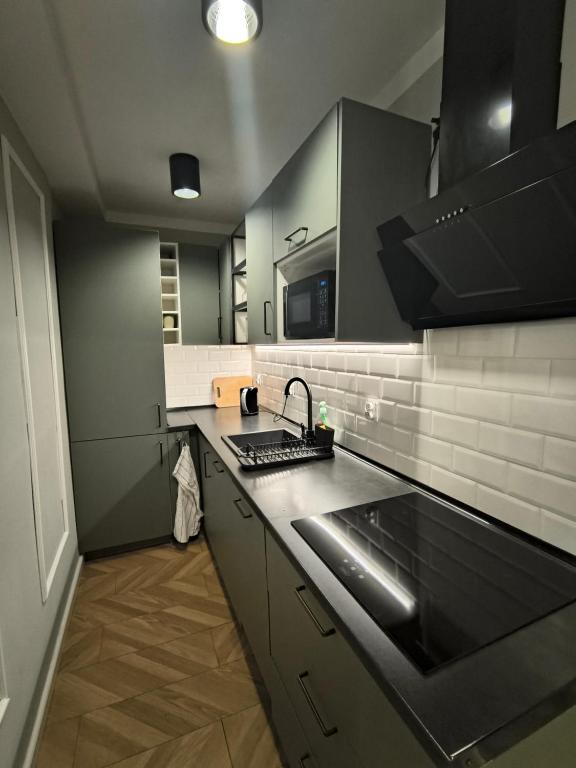 Kuchyňa alebo kuchynka v ubytovaní Tabago Studio 4 Katowice Superjednostka
