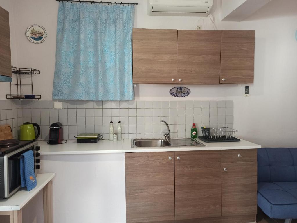 Kuchyň nebo kuchyňský kout v ubytování Poseidon Apartments
