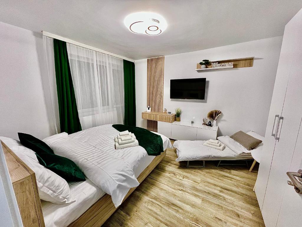 Postel nebo postele na pokoji v ubytování QuickStay - Apartment Straja - Lupeni