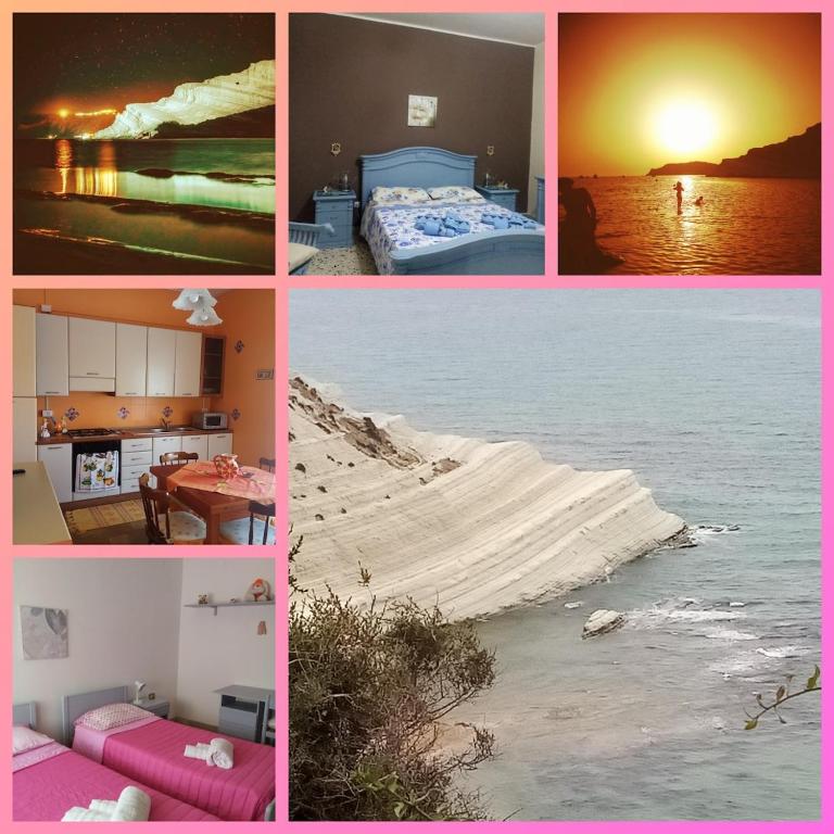 a collage of four pictures of a beach at Holiday home Carmelo and Daniela in Porto Empedocle