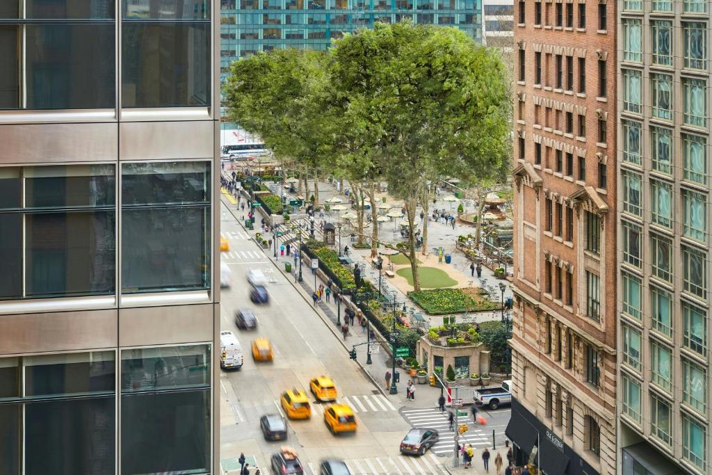 an overhead view of a busy city street with cars at Residence Inn by Marriott New York Manhattan/Times Square in New York
