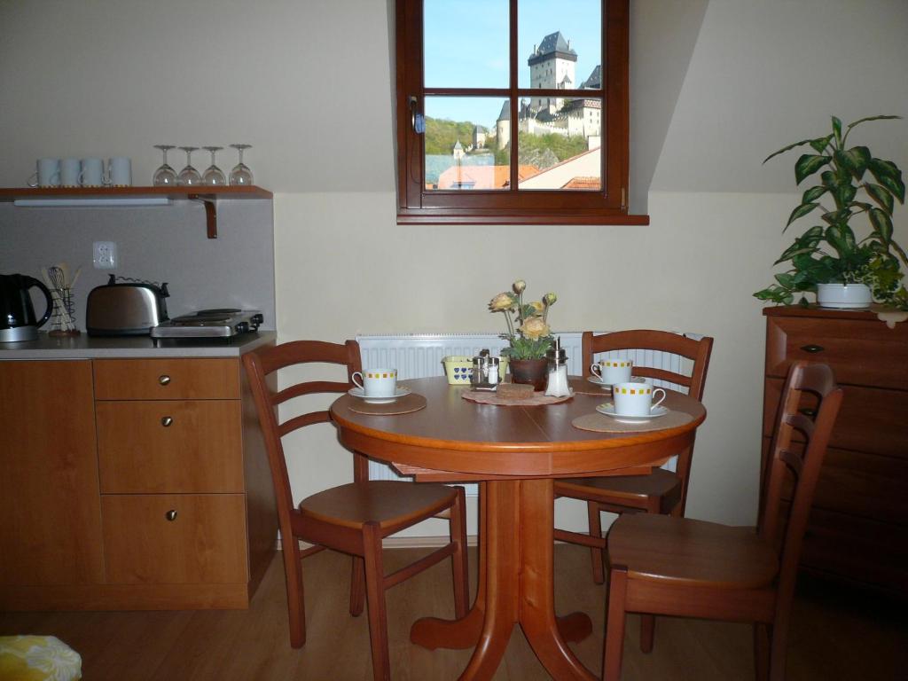 Kuchyň nebo kuchyňský kout v ubytování Pension a Restaurace Vyhlídka