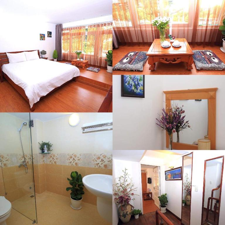 Giường trong phòng chung tại Dan Chi Hotel