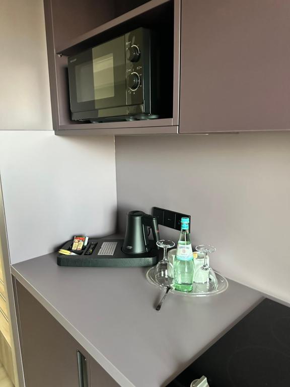 Kuchyň nebo kuchyňský kout v ubytování Apartment-Hotel Hamburg Mitte