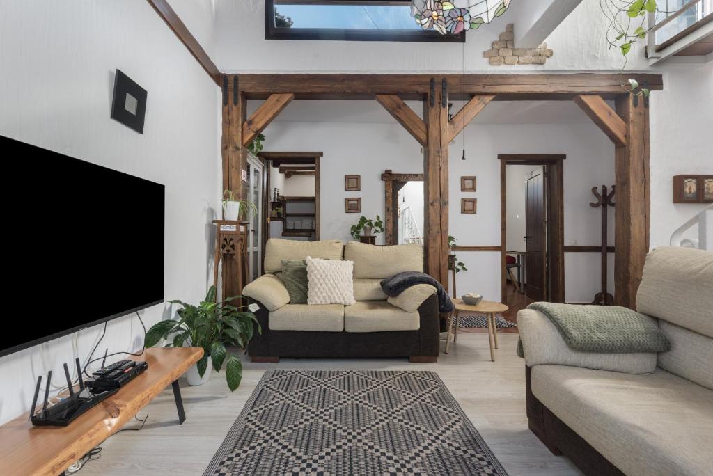a living room with a tv and a couch at Casa Rural Kiko in Icod de los Vinos