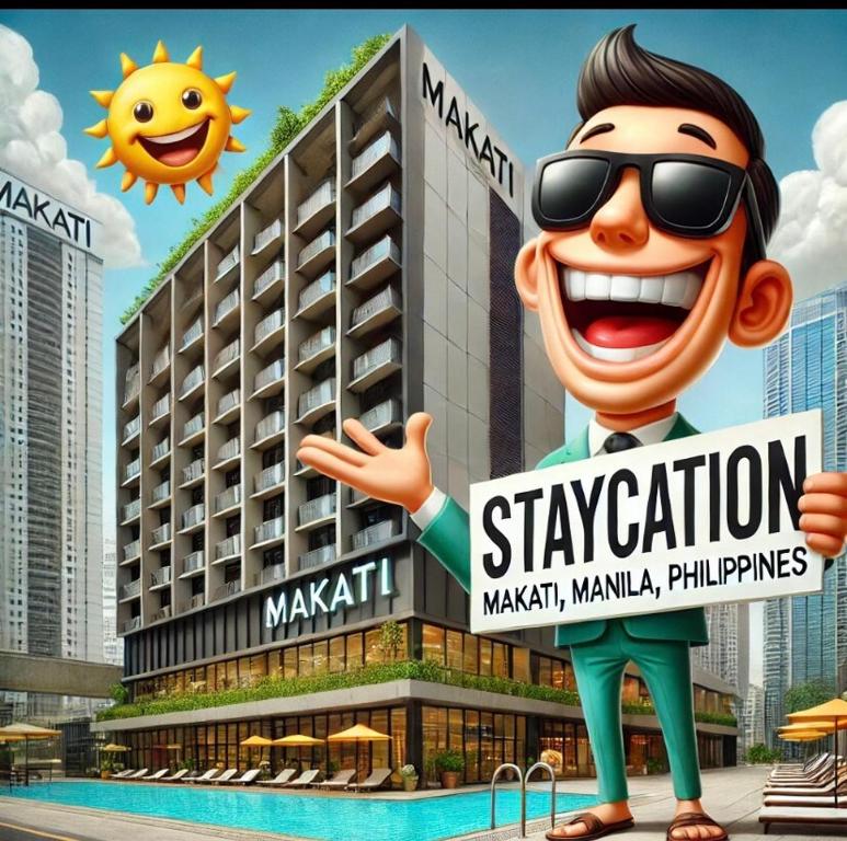 a rendering of a cartoon character in front of a building at Executive Suite Air Residence Style Comfort Makati 300 Mbps in Manila