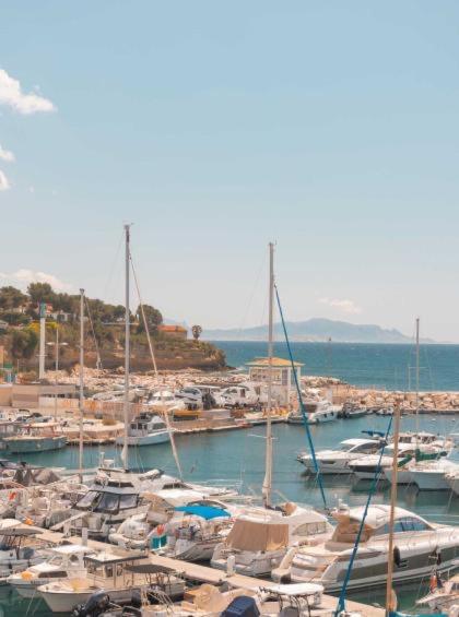 un groupe de bateaux est amarré dans un port dans l'établissement 200m de la plage ,3mn du port à 50m du centre ville, à Carry-le-Rouet